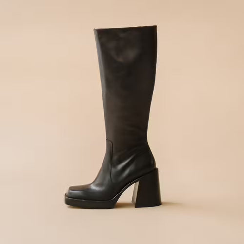 Load image into Gallery viewer, JONAK PARIS HIGH BOOTS WITH THICK HEELS AND SQUARE TOE - Yooto
