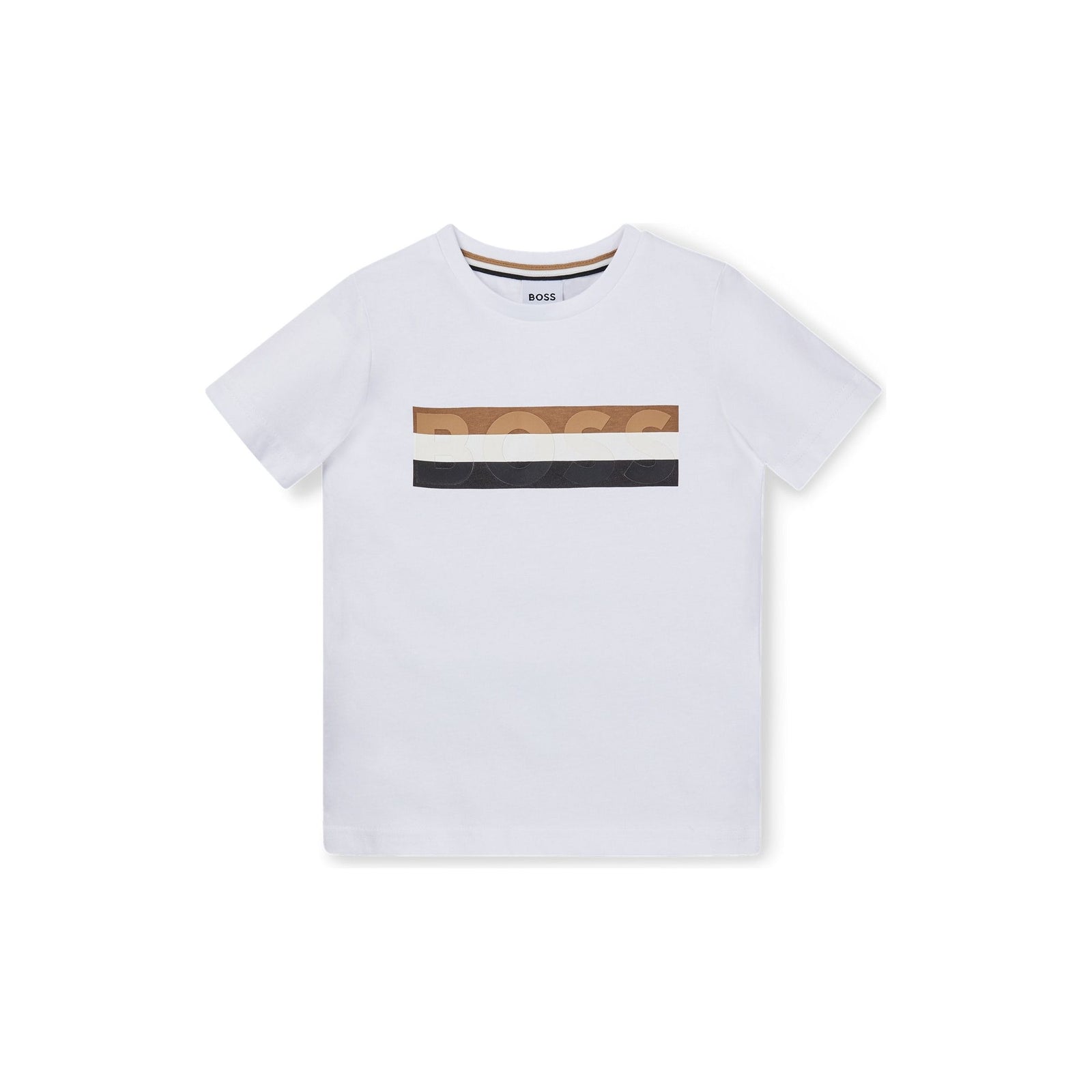 BOSS KIDS SLIM-FIT COTTON T-SHIRT WITH SIGNATURE-STRIPE PRINT - Yooto