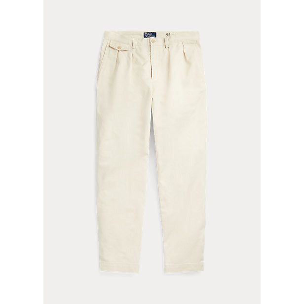 Buy Polo Ralph Lauren Women Off White Pleated Linen Pant Online - 889371
