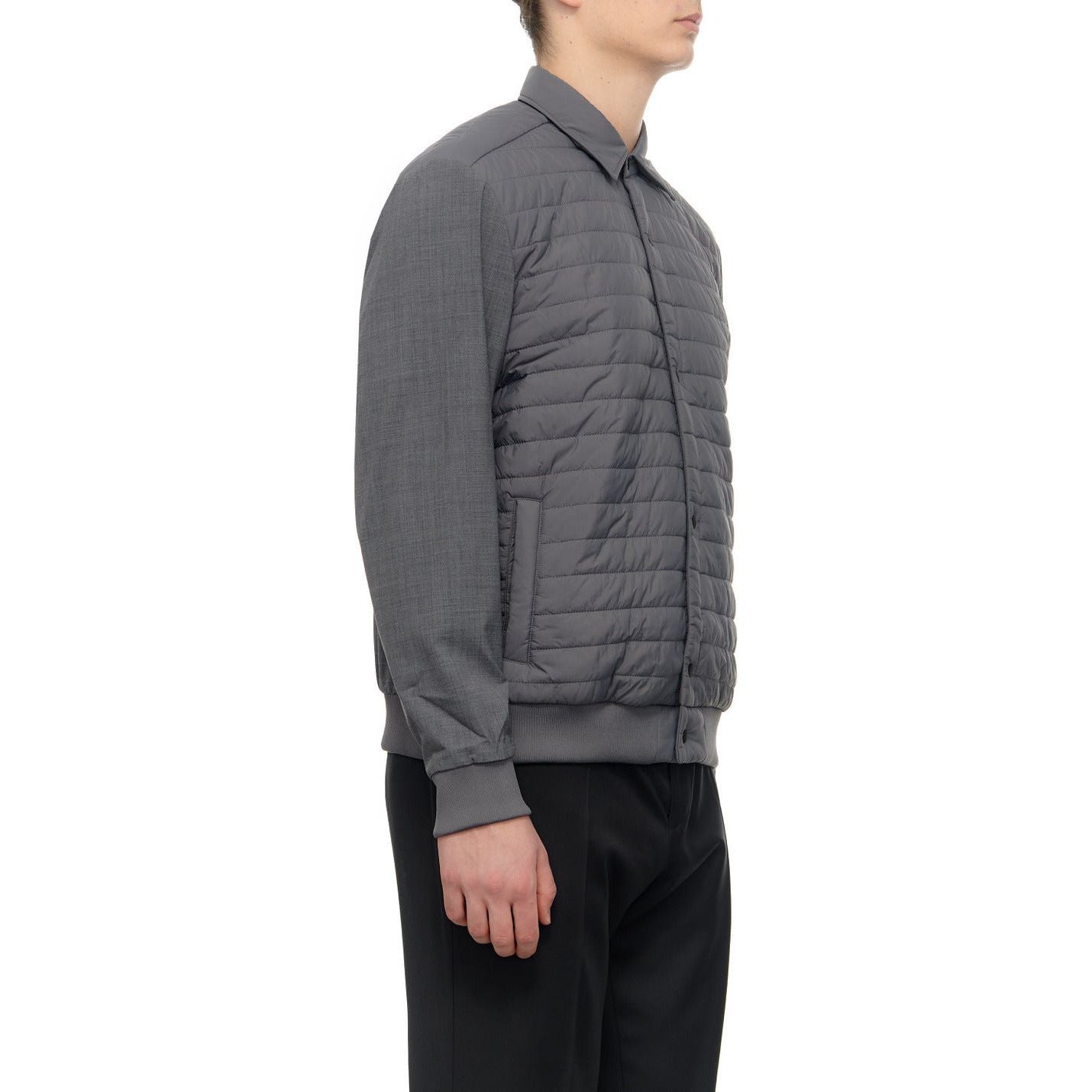 BOSS RELAXED-FIT OVERSHIRT IN MIXED MATERIALS WITH PADDING - Yooto