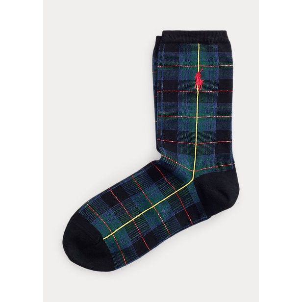 POLO RALPH LAUREN PLAID EMBROIDERED PONY CREW SOCKS - Yooto