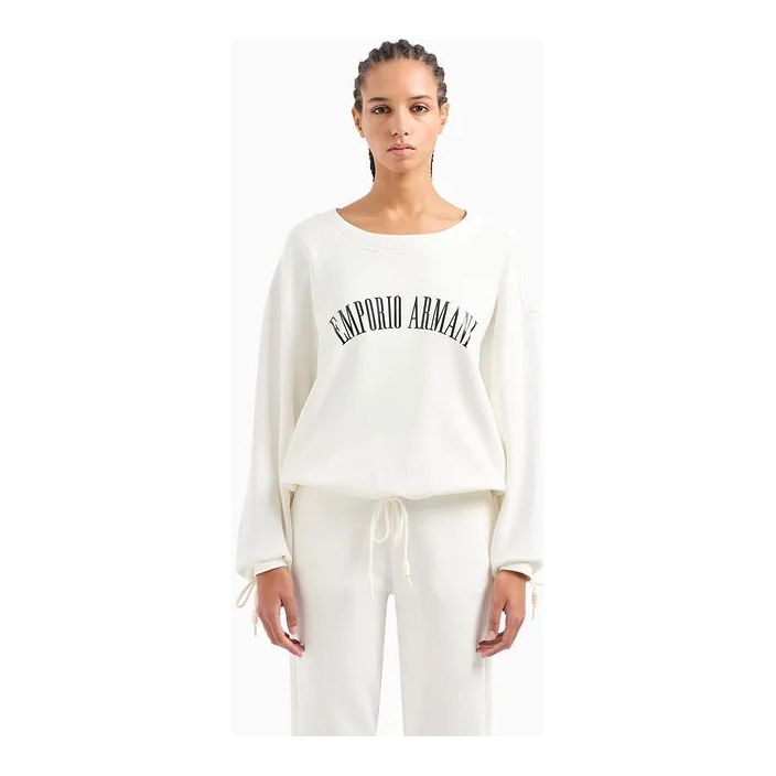 EMPORIO ARMANI ASV ORGANIC FRENCH TERRY DRAWSTRING SWEATSHIRT WITH LOGO PRINT - Yooto