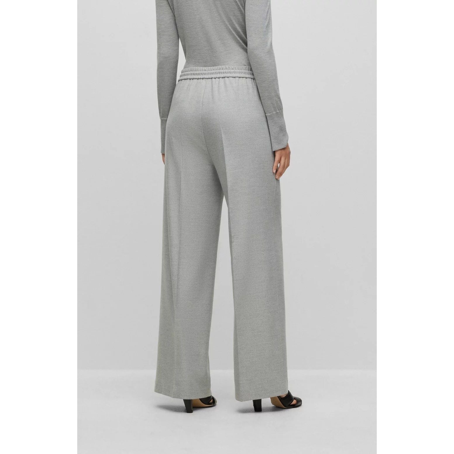 BOSS RELAXED-FIT TROUSERS WITH BRANDED WAISTBAND DETAIL - Yooto