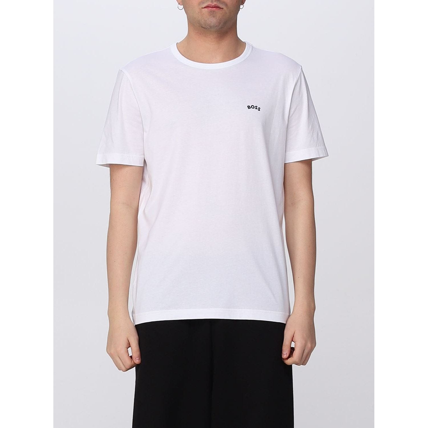 BOSS ORGANIC-COTTON T-SHIRT WITH CURVED LOGO - Yooto