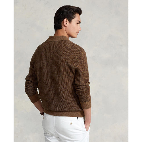 Ներբեռնեք պատկերը Պատկերասրահի դիտիչում՝ Herringbone Polo-Collar Sweater - Yooto
