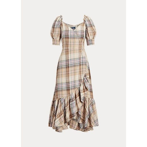 Load image into Gallery viewer, POLO RALPH LAUREN PLAID LINEN WRAP DRESS - Yooto
