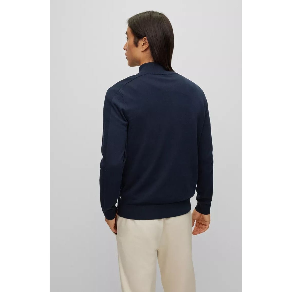 BOSS REGULAR-FIT TROYER SWEATER IN COTTON AND VIRGIN WOOL - Yooto