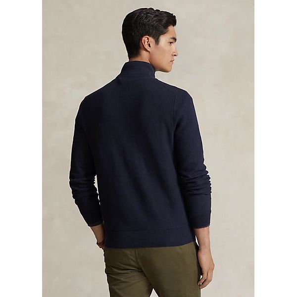 POLO RALPH LAUREN MESH-KNIT COTTON QUARTER-ZIP JUMPER - Yooto