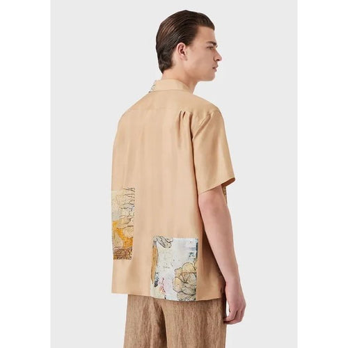 Load image into Gallery viewer, Short-sleeved, Habutai-silk shirt with tattoo-print patch - Yooto
