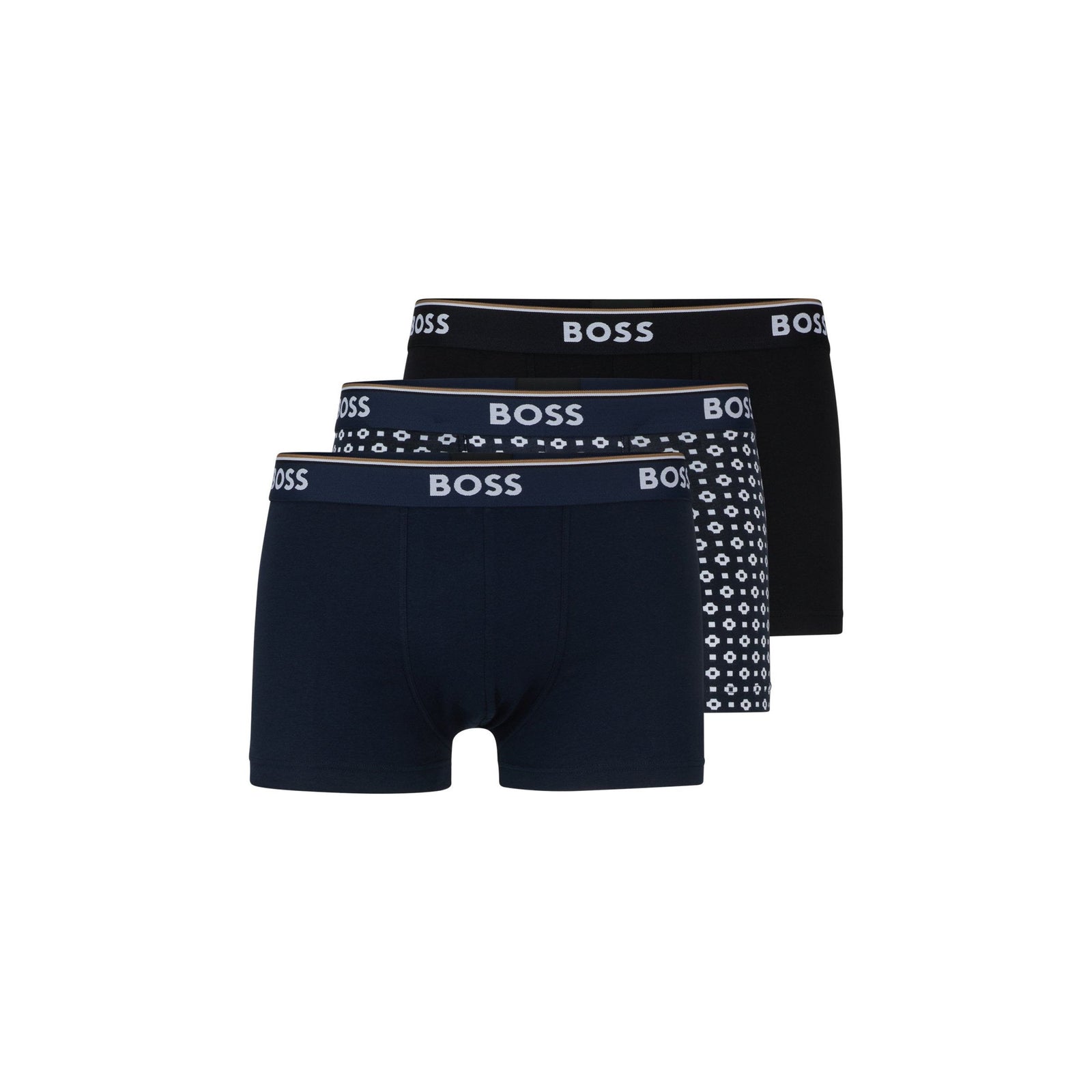 BOSS THREE-PACK OF STRETCH-COTTON TRUNKS WITH LOGO WAISTBANDS - Yooto