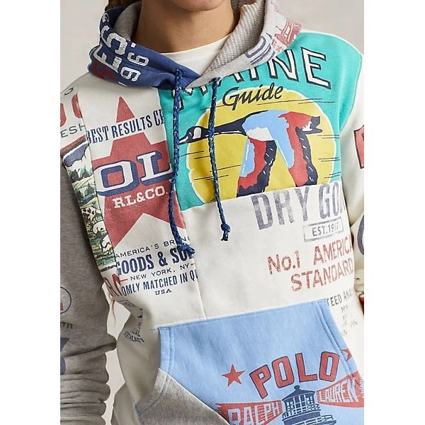 POLO RALPH LAUREN PATCHWORK FLEECE GRAPHIC HOODIE - Yooto