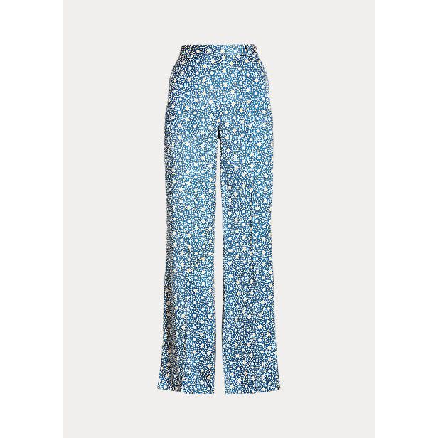 POLO RALPH LAUREN STARBURST-MOTIF SATIN WIDE-LEG TROUSER - Yooto