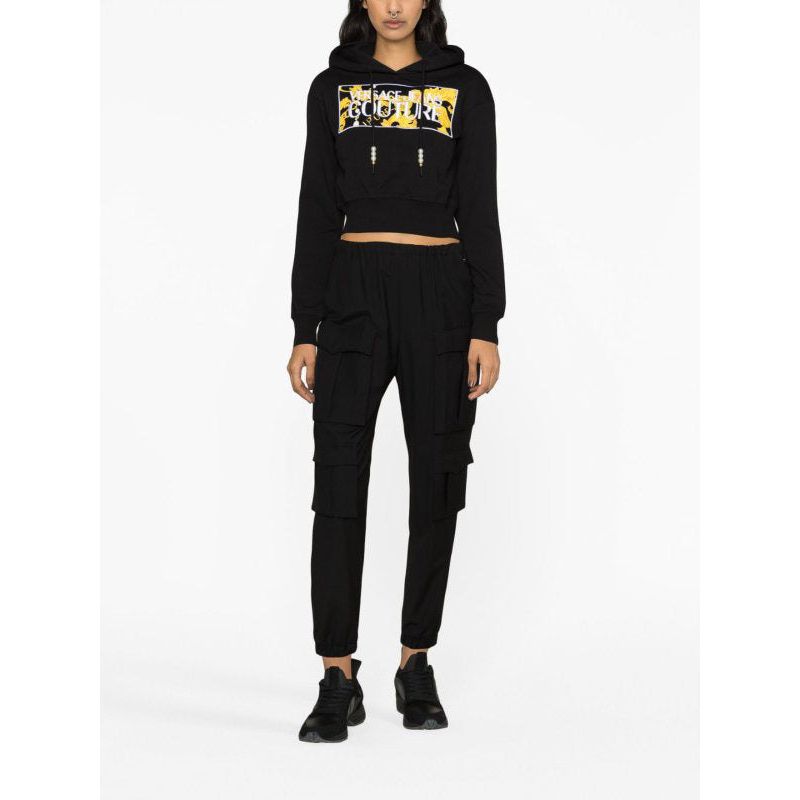 VERSACE JEANS COUTURE LOGO-PATCH HOODIE - Yooto