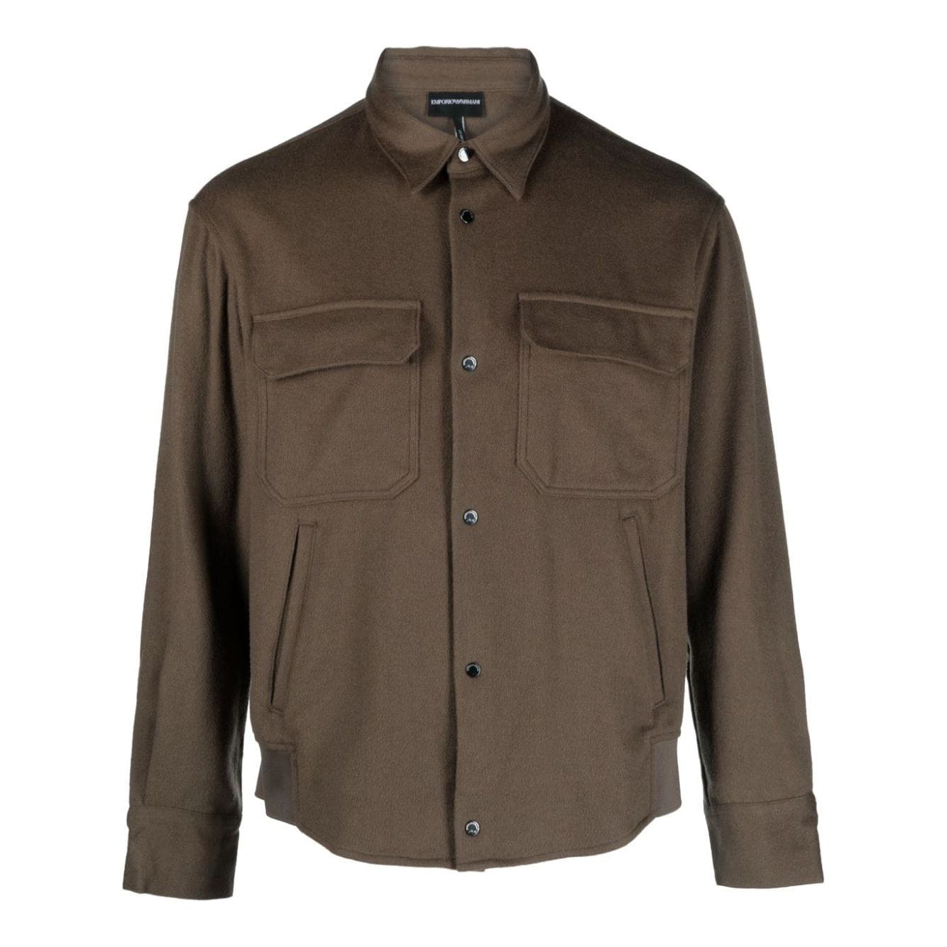 EMPORIO ARMANI CASHMERE WOOL CLOTH SHIRT JACKET WITH FRONT POCKETS - Yooto
