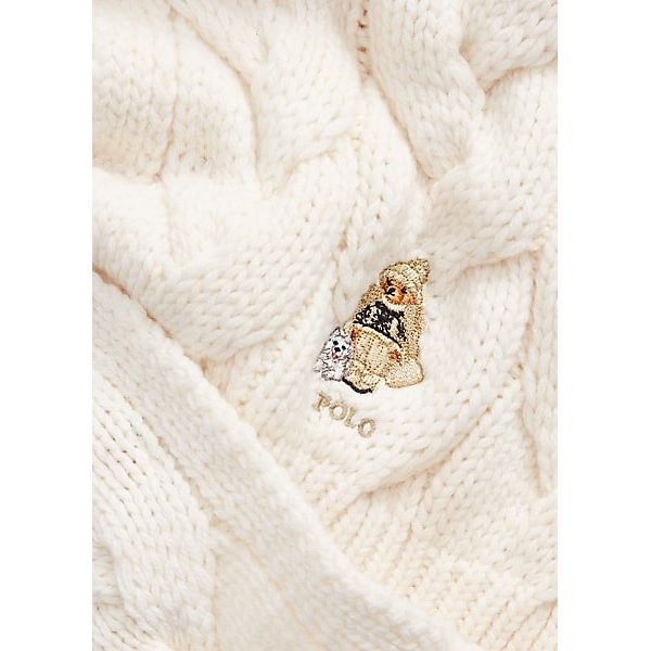 POLO RALPH LAUREN POLO BEAR CABLE-KNIT WOOL-BLEND SCARF - Yooto