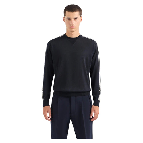 Load image into Gallery viewer, EMPORIO ARMANI PLAIN-KNIT VIRGIN-WOOL JUMPER WITH JACQUARD EAGLE LOGO - Yooto
