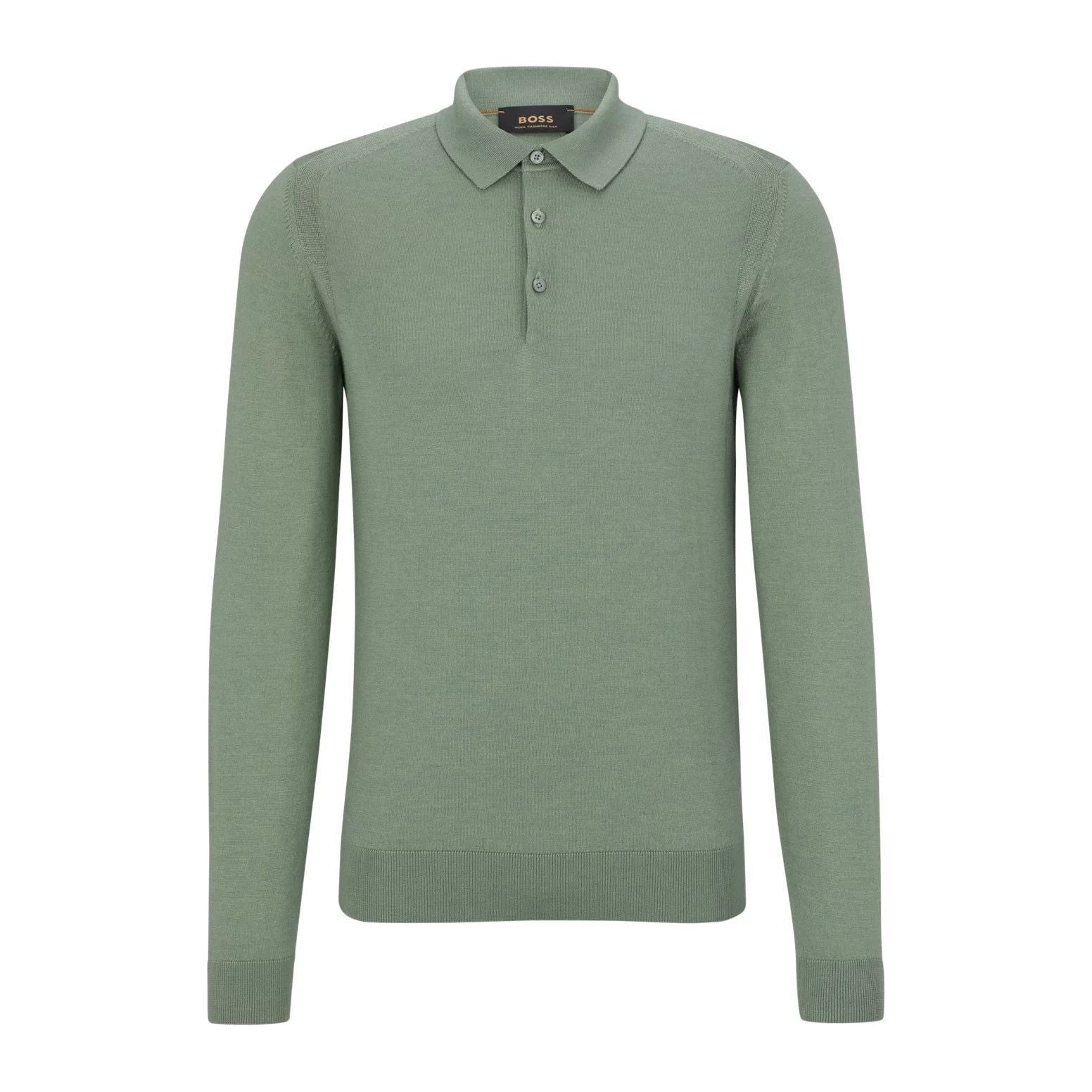BOSS POLO-COLLAR SWEATER IN WOOL, SILK AND CASHMERE - Yooto