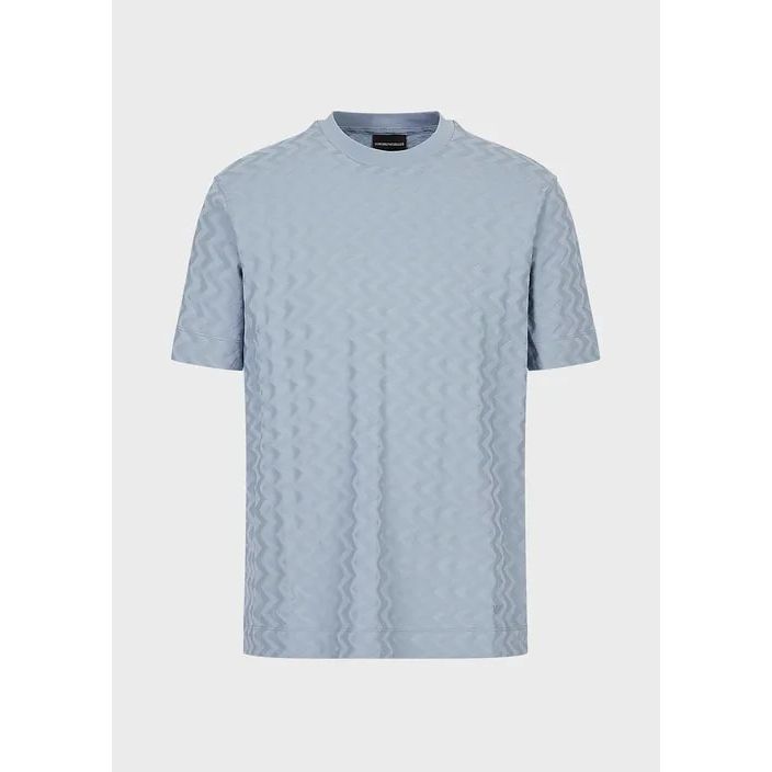 EMPORIO ARMANI JERSEY T-SHIRT WITH ALL-OVER JACQUARD MOTIF - Yooto