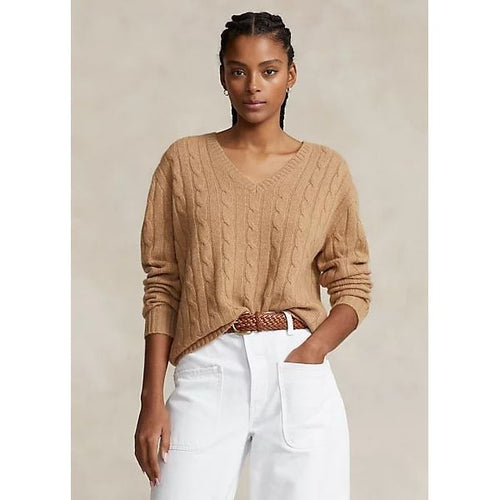 Load image into Gallery viewer, POLO RALPH LAUREN CABLE-KNIT CASHMERE V-NECK JUMPER - Yooto
