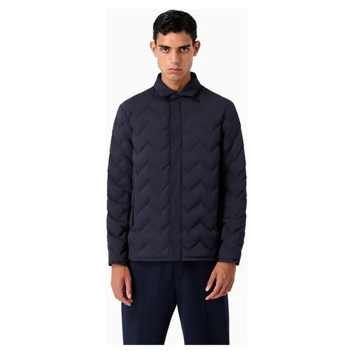 Load image into Gallery viewer, EMPORIO ARMANI TRAVEL ESSENTIAL CHEVRON QUILTED NYLON PACKABLE CLASSIC COLLAR DOWN JACKET - Yooto
