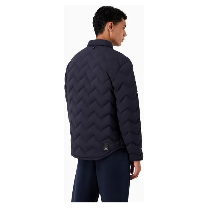 EMPORIO ARMANI TRAVEL ESSENTIAL CHEVRON QUILTED NYLON PACKABLE CLASSIC COLLAR DOWN JACKET - Yooto