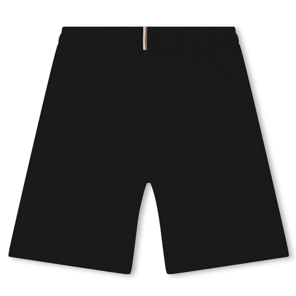 BOSS KIDS' SWIM SHORTS IN PEACHED FABRIC WITH CONTRAST LOGO - Yooto
