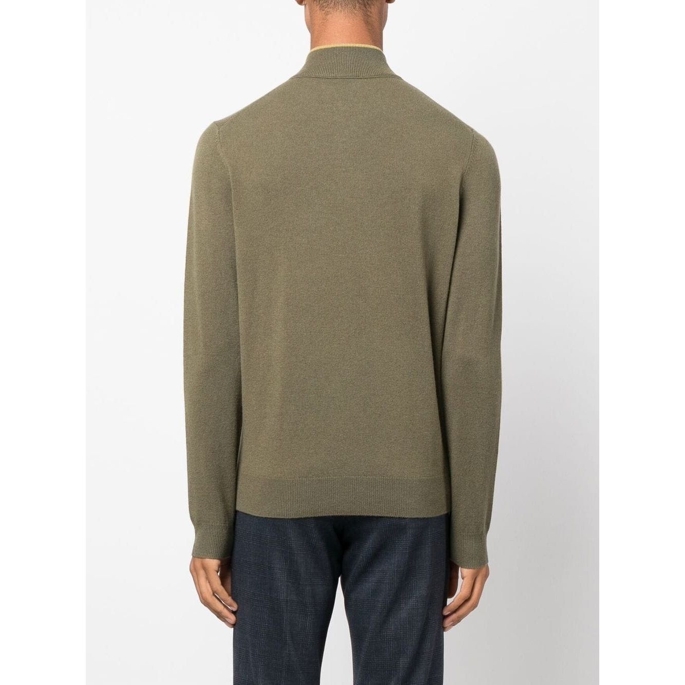 BOSS ZIP-NECK SWEATER IN VIRGIN WOOL WITH EMBROIDERED LOGO - Yooto