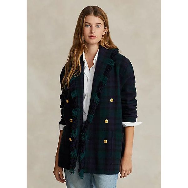 POLO RALPH LAUREN PLAID DOUBLE-BREASTED WOOL BLAZER - Yooto