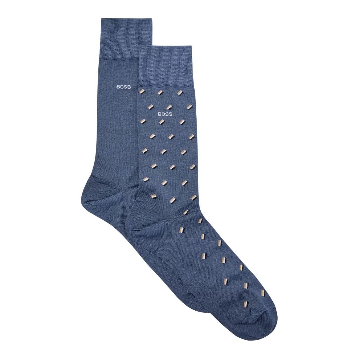 BOSS TWO-PACK OF REGULAR-LENGTH MERCERISED-COTTON-BLEND SOCKS - Yooto