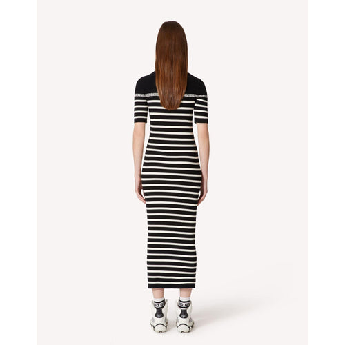 Load image into Gallery viewer, RED VALENTINO STRIPED STRETCH VISCOSE KNIT DRESS - Yooto
