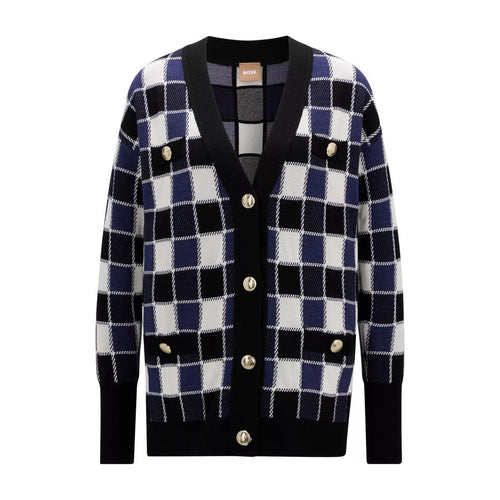 Load image into Gallery viewer, BOSS RELAXED-FIT CHECKED CARDIGAN WITH LOGO BUTTONS - Yooto
