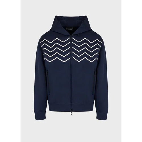 Load image into Gallery viewer, EMPORIO ARMANI TRAVEL ESSENTIALS CHEVRON-EMBROIDERED MODAL HOODED, ZIP-UP SWEATSHIRT - Yooto
