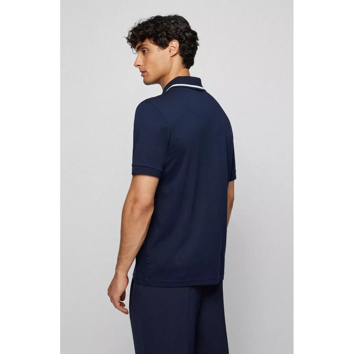 BOSS INTERLOCK-COTTON POLO SHIRT WITH RUBBERISED LOGO - Yooto