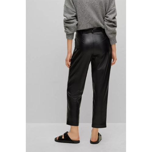 Load image into Gallery viewer, BOSS  TAPERED-FIT CROPPED TROUSERS IN FAUX LEATHER - Yooto
