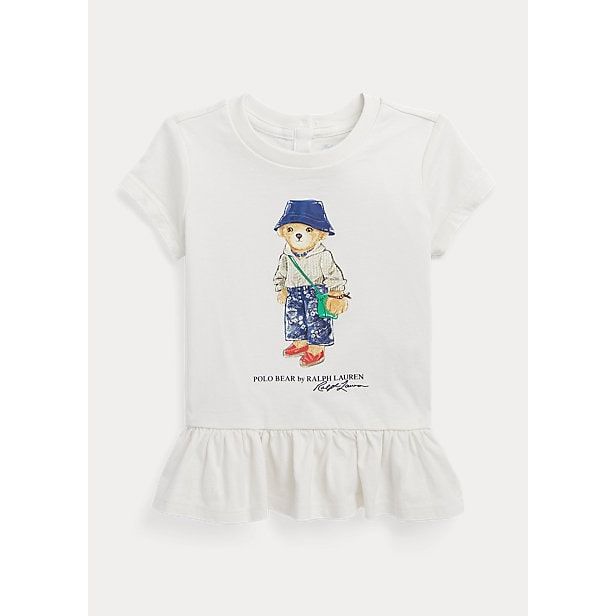 POLO RALPH LAUREN POLO BEAR COTTON JERSEY PEPLUM TEE - Yooto