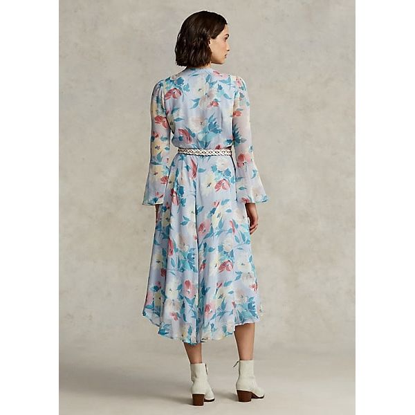 Polo Ralph Lauren Floral Crinkled Georgette Wrap Dress - Yooto