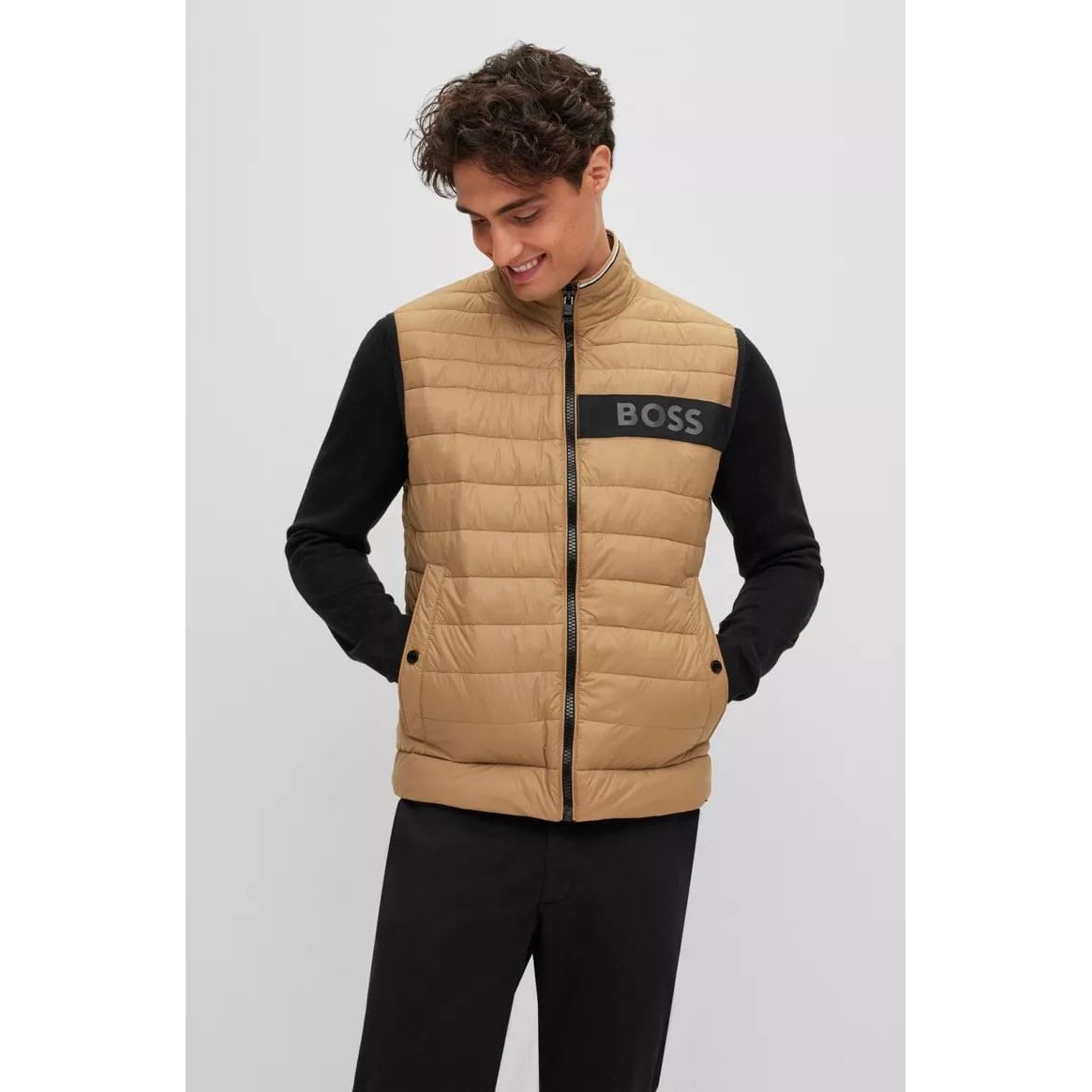 BOSS WATER-REPELLENT PADDED GILET WITH 3D LOGO TAPE - Yooto