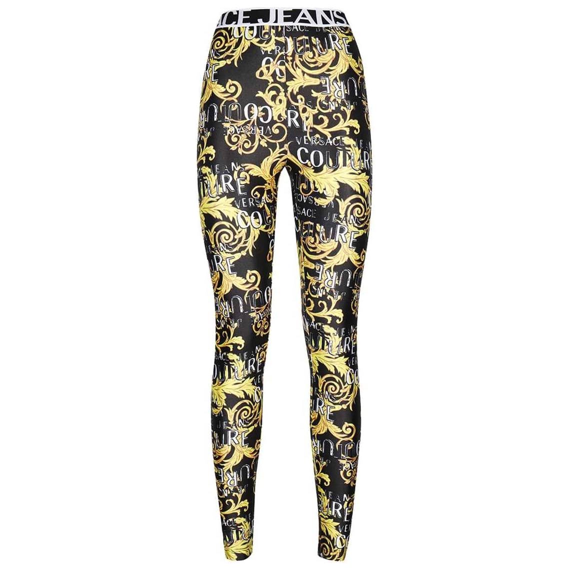 VERSACE JEANS COUTURE LOGO-PRINT HIGH-SHINE LEGGINGS - Yooto