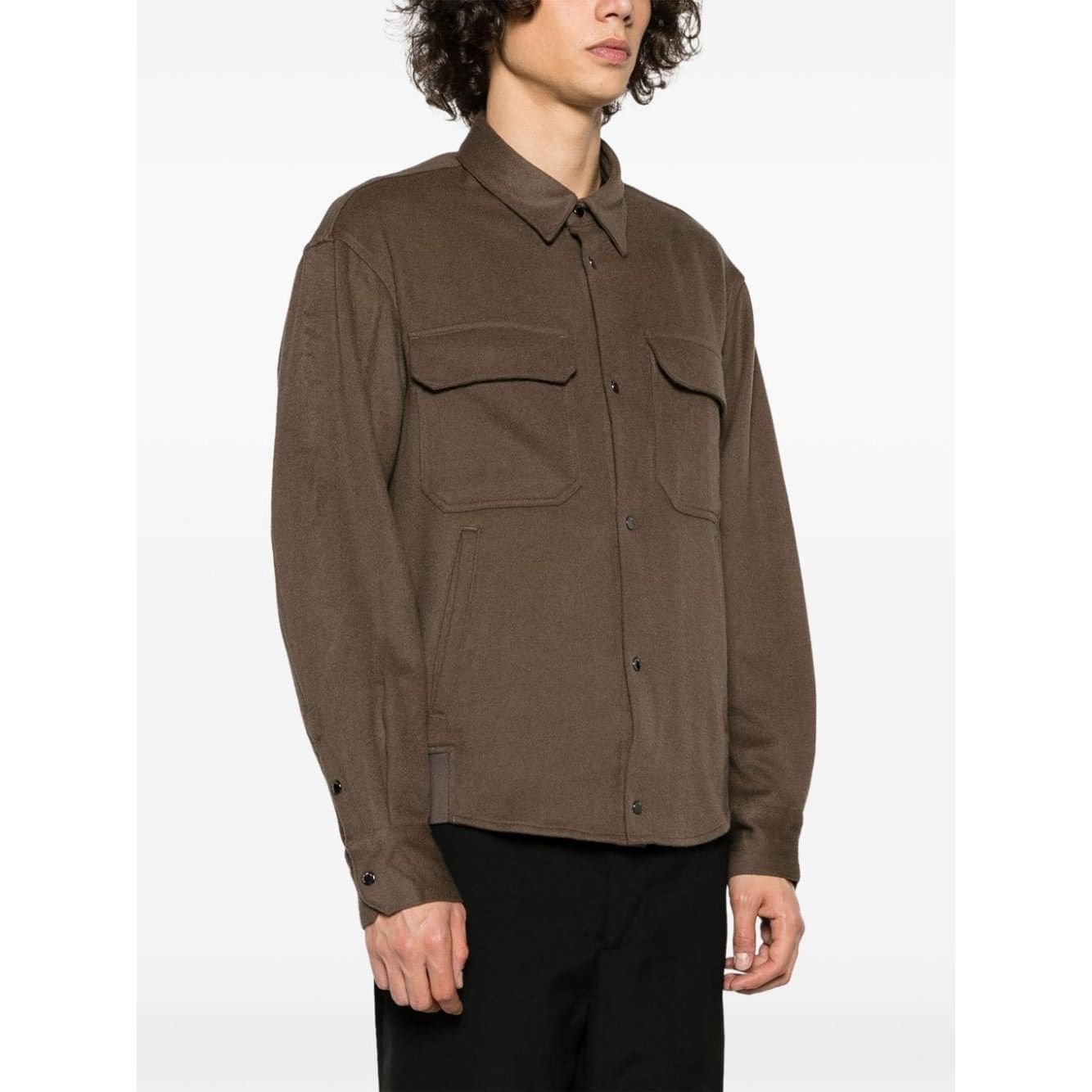EMPORIO ARMANI CASHMERE WOOL CLOTH SHIRT JACKET WITH FRONT POCKETS - Yooto
