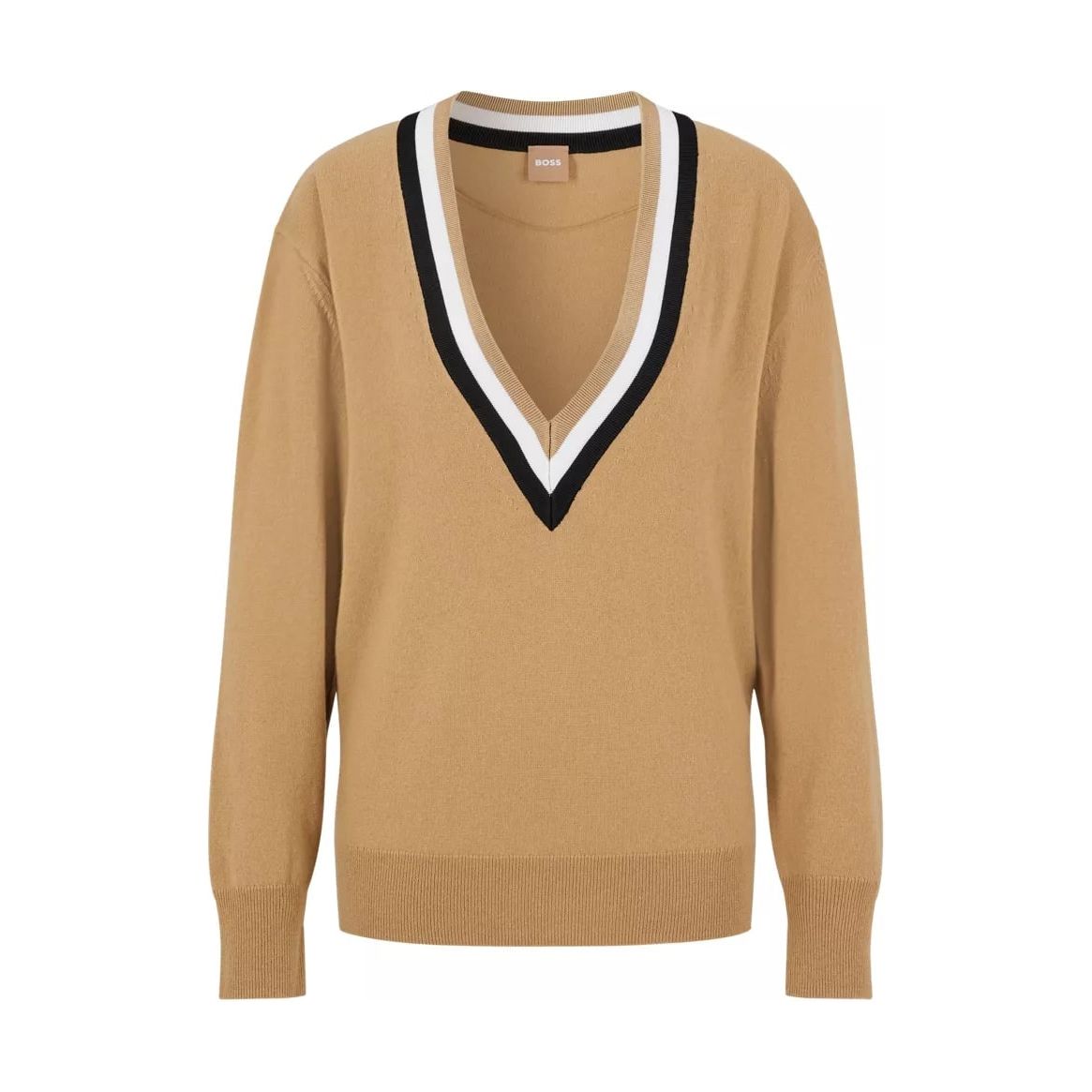 BOSS V-NECK RELAXED-FIT SWEATER IN WOOL AND CASHMERE - Yooto