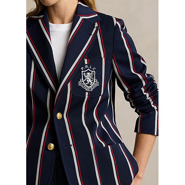 POLO RALPH LAUREN CREST-PATCH STRIPED BLAZER - Yooto