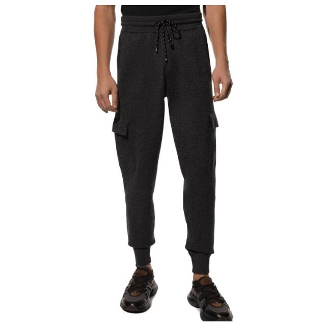 BOSS REGULAR-FIT TRACKSUIT BOTTOMS IN COTTON AND VIRGIN WOOL - Yooto