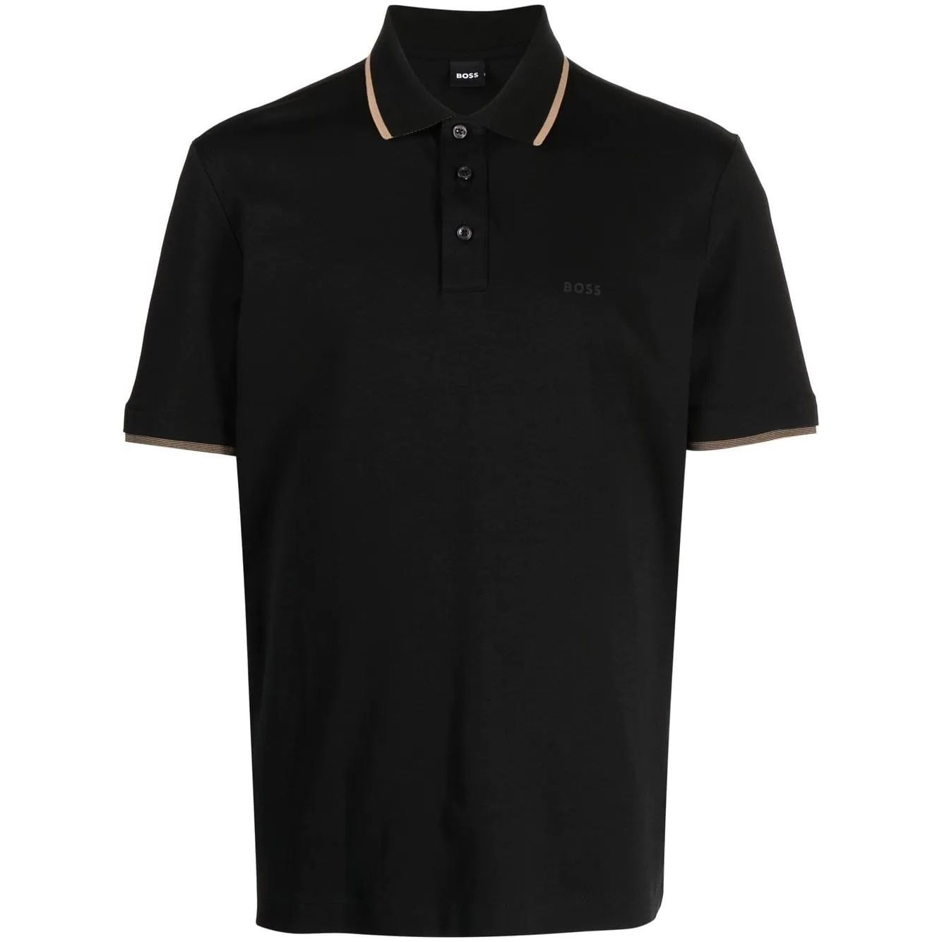 BOSS COTTON INTERLOCK POLO SHIRT WITH RUBBERIZED LOGO - Yooto