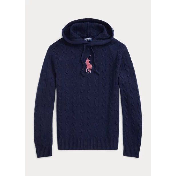 POLO RALPH LAUREN PINK PONY CABLE CASHMERE HOODED JUMPER - Yooto