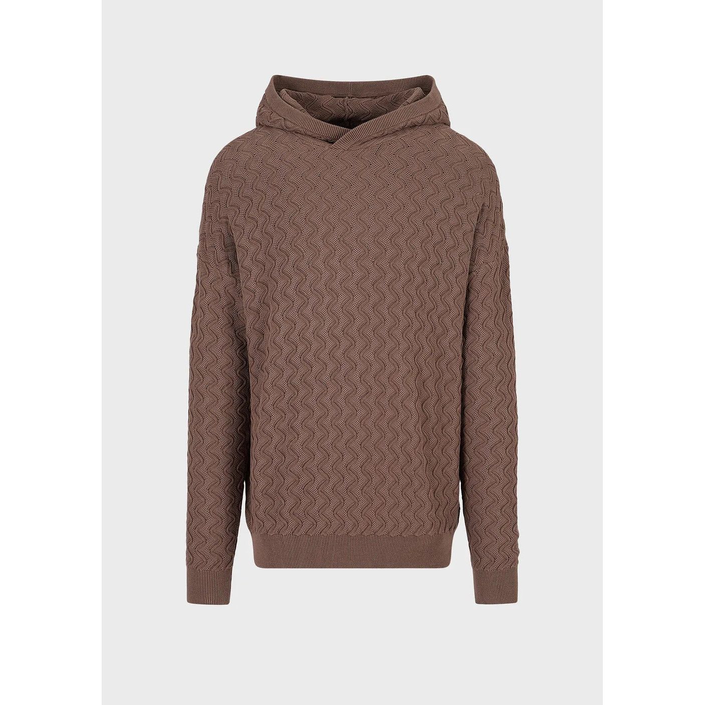 EMPORIO ARMANI HOODED JUMPER IN TEXTURED WAVE PATTERN - Yooto