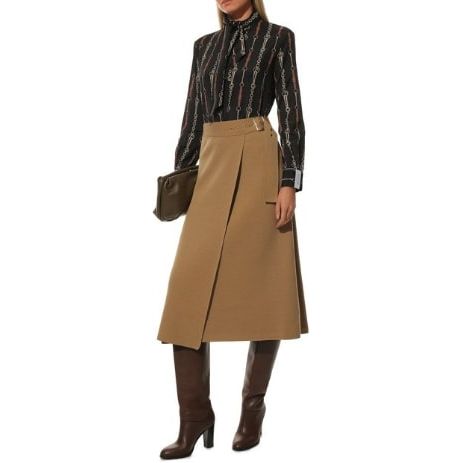 BOSS VIRGIN-WOOL WRAP SKIRT WITH POLISHED RIVETS - Yooto