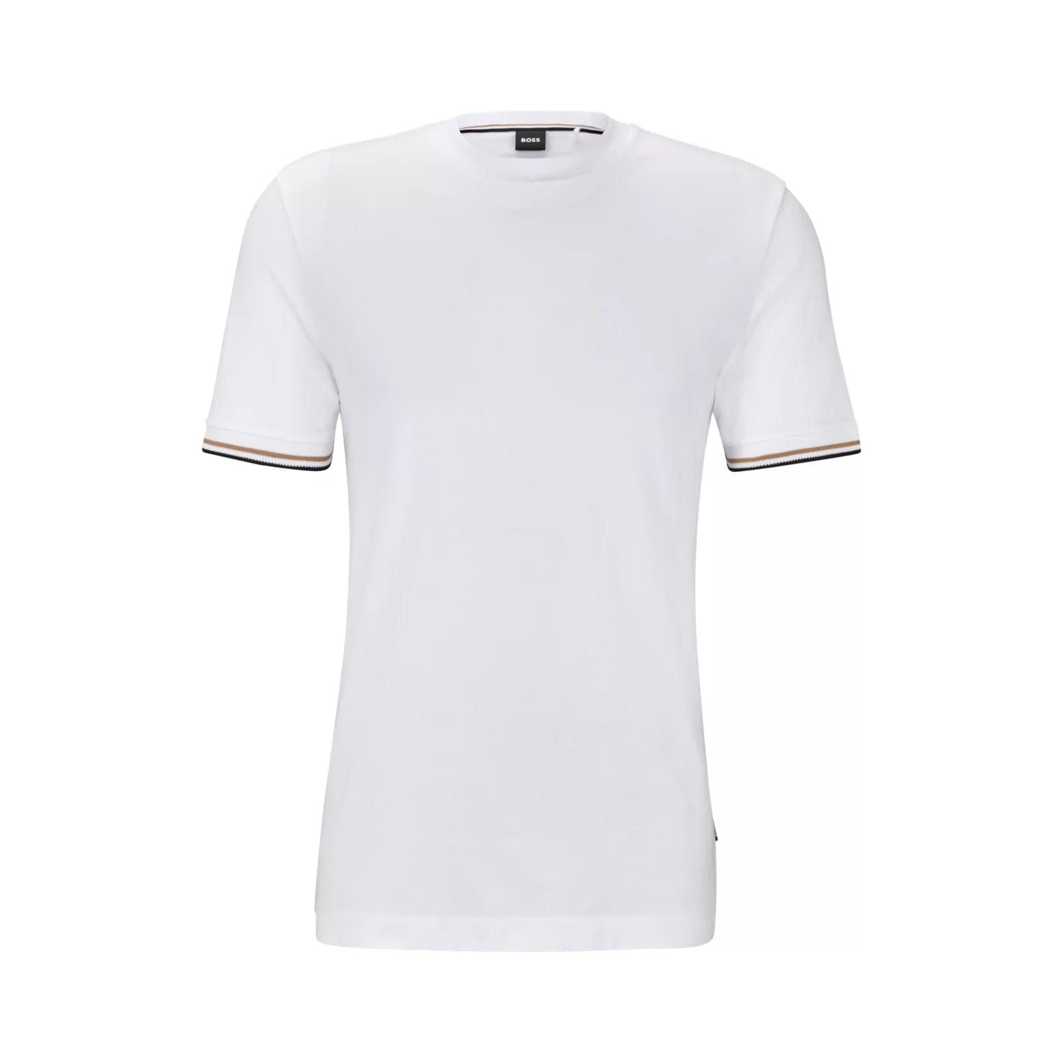 BOSS COTTON-JERSEY T-SHIRT WITH SIGNATURE-STRIPE CUFFS - Yooto