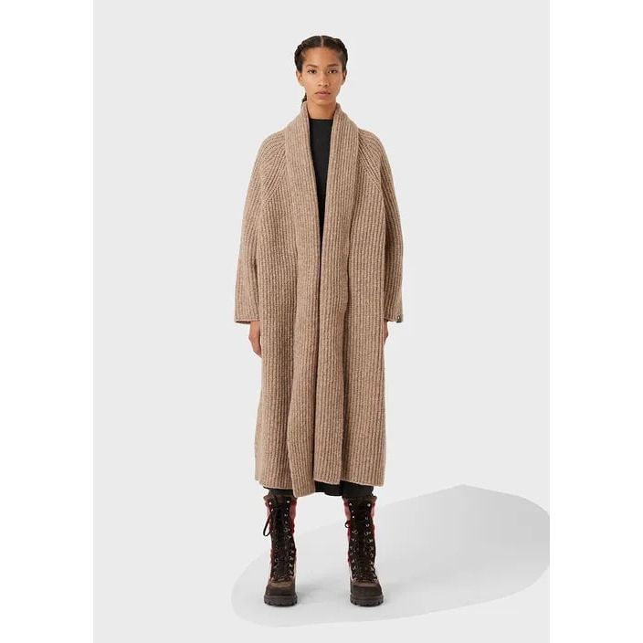EMPORIO ARMANI CHALET CAPSULE COLLECTION WOOL-BLEND RIBBED-KNIT COAT - Yooto