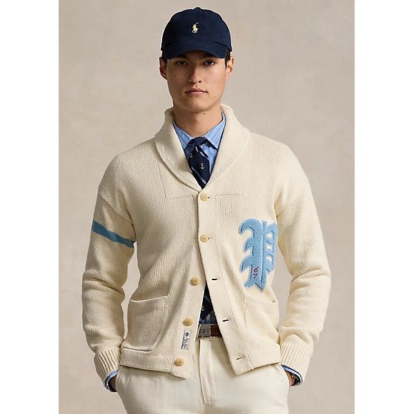 POLO RALPH LAUREN COTTON-LINEN LETTERMAN CARDIGAN - Yooto