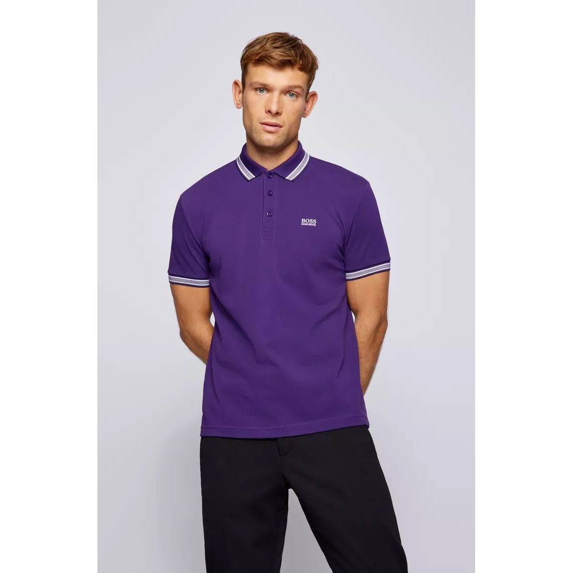 BOSS COTTON-PIQUÉ POLO SHIRT WITH LOGO UNDERCOLLAR - Yooto